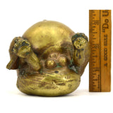 Antique FIGURAL BRASS "TANUKI" INCENSE BURNER Japanese RACCOON-DOG *Missing Lid*