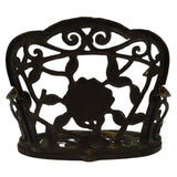Salvaged CAST IRON PATIO CHAIR (No Legs) w/ ROSE MOTIF Lawn/Garden Decor BLACK