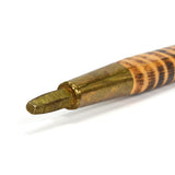Vintage POLISH HIKING CANE Walking Stick BRASS AXE-EAGLE HEAD Tiger-Striped Wood