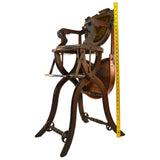 Antique EMBROIDERED WOOD BABY HIGH-CHAIR Folding/Convertible EASTLAKE STYLE 19th