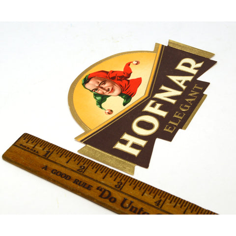 Vintage CIGAR BOX LABEL Brand New/Never Used HOFNAR 'ELEGANT' Jester/Joker RARE!