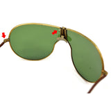 Vintage WWII AAF/NAVY AVIATOR SUNGLASSES by BECK w/ DK. GREEN "ROCK GLAS" LENSES