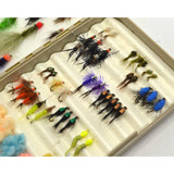 Early CORTLAND FLY FISHING FLIES Lot of 63 in ORIGINAL CASE Good Variety of Ties