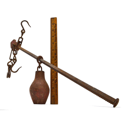 Vintage CAST IRON STEELYARD SCALE / BEAM BALANCE 0-150 Range w/ ORIGINAL WEIGHT!