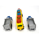 Vintage TYCO "MOTOR CITY US 1" SLOT CAR SET w/ 2 Dump Trucks + CAR CARRIER SEMI!