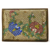 Antique CLOISONNE FOOTED HINGED BOX Chinese/Japanese? BRASS/BRONZE 3x5x3 Floral