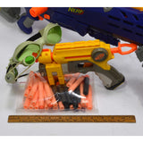 NERF LOT; LONGSHOT CS-6 BLASTER **ISSUE** + C-307a PULL-BACK PISTOL + 30 Darts