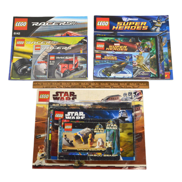 Pre-Owned LEGO BOOKLET LOT of 38 STAR WARS Racers & SUPER HEROES! Manual Books
