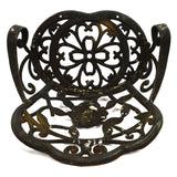 Salvaged CAST IRON PATIO CHAIR (No Legs) w/ ROSE MOTIF Lawn/Garden Decor BLACK