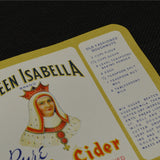 Vintage PAPER LABEL "QUEEN ISABELLA PURE APPLE CIDER" by UTT JUICE CO. Tustin CA