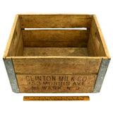 Vintage CLINTON MILK CO. CRATE Wood & Metal NEWARK, NJ DAIRY BOX New Durham Co.