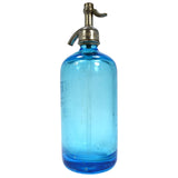 Vintage SPARKLING BEVERAGES SELTZER BOTTLE Turquoise Blue w/ CAP & GLASS SYPHON!