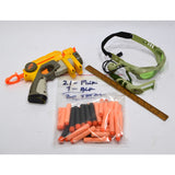 NERF LOT; LONGSHOT CS-6 BLASTER **ISSUE** + C-307a PULL-BACK PISTOL + 30 Darts