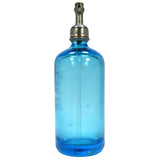 Vintage SPARKLING BEVERAGES SELTZER BOTTLE Turquoise Blue w/ CAP & GLASS SYPHON!