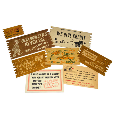 Vintage GIANT POST CARDS & "KOMIC KARDS" Comic Card Lot of 8, WOOD & CARDBOARD