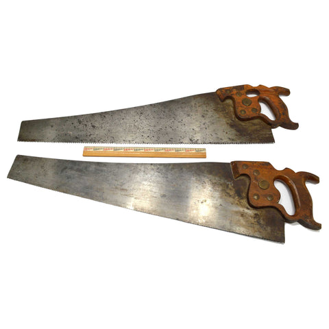 VTG/Antique HENRY DISSTON D-8 WOOD SAW Lot of 2 D8 Saws THUMBHOLE RIP & CROSSCUT