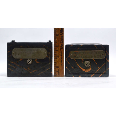 Lot of 2 VINTAGE STEEL STILL BANKS 1-Marked C.O BURNS CO 1869 & GUARDIAN SAVINGS