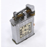 Antique MONROE "LIFT-ARM" LIGHTER w/ Working BANNER "SHOCK PROOF" CLOCK Art Deco