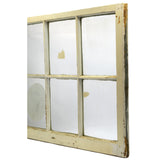 Antique SALVAGED 6-PANE WOOD WINDOW Old White Paint w/ 1972 TOT FINDER STICKER!