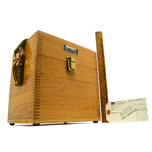 Vintage KEUFFEL ESSER K&E WOOD BOX Finger-Jointed TRANSIT CASE Neat Latch/Strap!