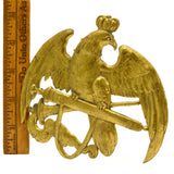 VTG/Antique BRASS EAGLE EMBLEM 5.5" Small Sign INSIGNIA LOGO PLAQUE Crown ITALY