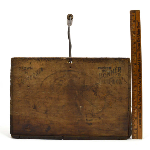 Vintage WOODEN FRUIT CRATE w/ Rare Handle "BONNER'S SEEDLESS RAISINS" California