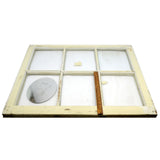 Antique SALVAGED 6-PANE WOOD WINDOW Old White Paint w/ 1972 TOT FINDER STICKER!