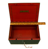 Vintage "DE BEAUMONT" STRONG/LOCK BOX Heavy-Duty Steel GREEN CASH CHEST w/ KEY!