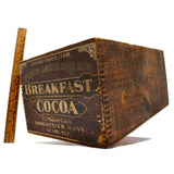Vintage WOODEN CHOCOLATE CRATE Paper Label! "WALTER BAKER & CO. BREAKFAST COCOA"