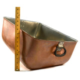 Antique HEAVY COPPER & TIN TUB/WASH-BASIN 14-Gallons CAST IRON HANDLES 27 lbs!!