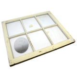 Antique SALVAGED 6-PANE WOOD WINDOW Old White Paint w/ 1972 TOT FINDER STICKER!