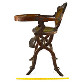 Antique EMBROIDERED WOOD BABY HIGH-CHAIR Folding/Convertible EASTLAKE STYLE 19th