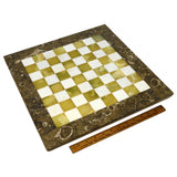 Vintage SEMI-PRECIOUS STONE CHESS/GAME-BOARD 16.5" w/ 1.5" Quartz-AGATE-Marble??