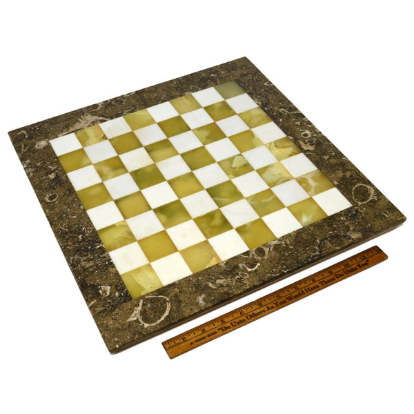 Vintage SEMI-PRECIOUS STONE CHESS/GAME-BOARD 16.5" w/ 1.5" Quartz-AGATE-Marble??