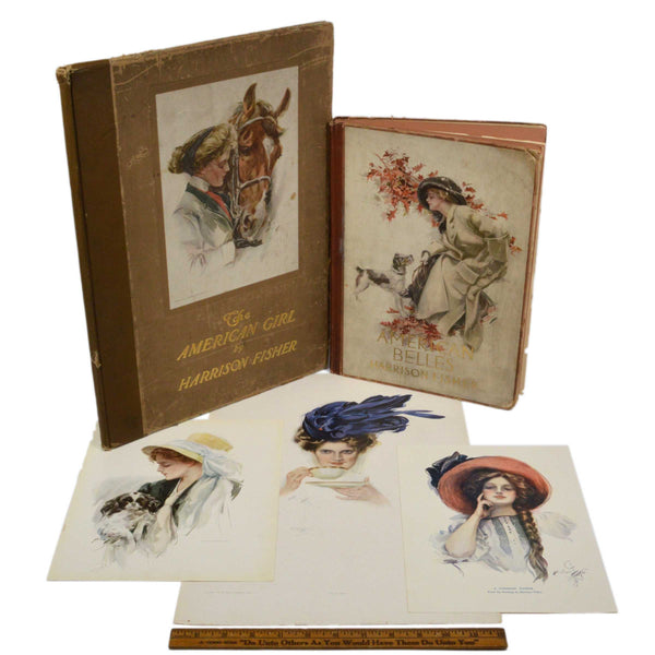 Antique HARRISON FISHER BOOK-PRINTS Lot AMERICAN BELLES The American Girl c.1910