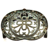 Salvaged CAST IRON PATIO CHAIR (No Legs) w/ ROSE MOTIF Lawn/Garden Decor BLACK