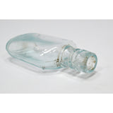 Antique GLASS LIQUOR BOTTLE Mini 3.75" MINIATURE POCKET FLASK Whiskey Hip Nipper