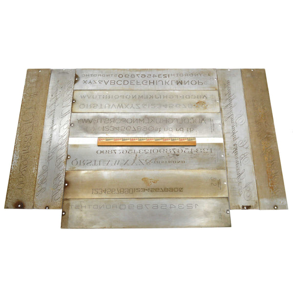 Antique "CRONITE" ENGRAVING FONT PLATE Lot of 10 Plates for ENGRAVER/PANTOGRAPH