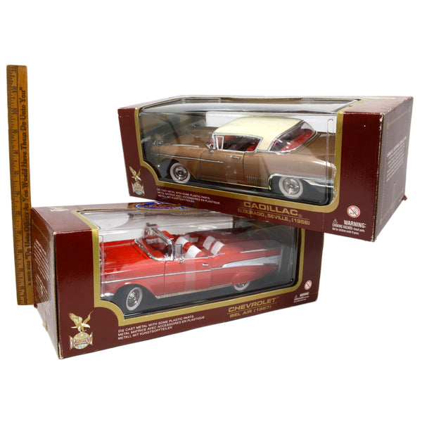 Lot of 2! ROAD LEGENDS DIECAST CARS 1:18 Scale CHEVY BEL AIR & CADILLAC ELDORADO