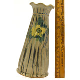Antique WELLER "LOUELLA" BUD VASE 6.75" w/ Ruffle Lip MATTE GLAZED Yellow Flower