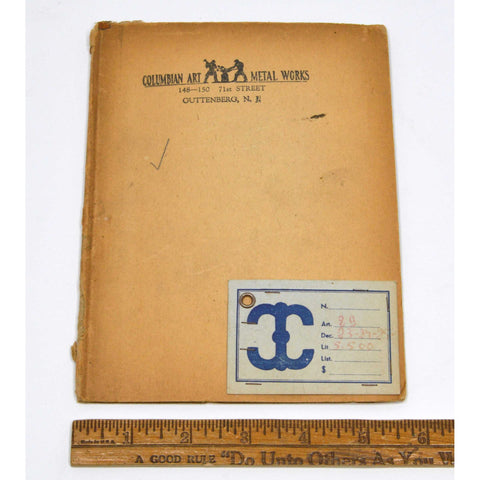 Antique SALESMAN SAMPLE(?) Painted Tile/Panel "COLUMBIAN ART METAL WORKS" (4of8)