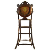 Antique EMBROIDERED WOOD BABY HIGH-CHAIR Folding/Convertible EASTLAKE STYLE 19th