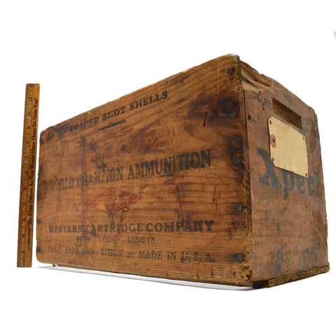 Vintage WESTERN CARTRIDGE CO. "WORLD CHAMPION AMMUNITION" Wood Crate AMMO BOX