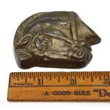 VTG/Antique BRASS-BRONZE HORSE-HEAD PAPERWEIGHT 3", 12.8 oz. Charm TRINKET Decor