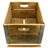 Vintage CLINTON MILK CO. CRATE Wood & Metal NEWARK, NJ DAIRY BOX New Durham Co.