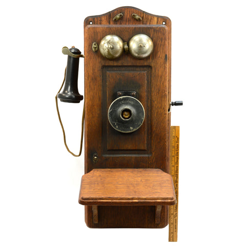 Antique WESTERN ELECTRIC OAK WALL PHONE No. 317-H Cathedral-Top KELLOGG c.1907