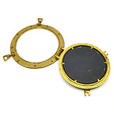 Vintage BRASS PORTHOLE MIRROR Maritime NAUTICAL Ship Captain WALL DECOR Patina!!