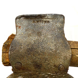 Antique HEWING BROAD AXE by "J. HICKS" Yankee/NY Pattern UNIQUE REPAIR JOB Rare!