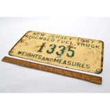 Vintage 1967 "COAL TRUCK" N.J LICENSE PLATE No. 1335 "WEIGHTS AND MEASURES" Rare