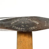 Vintage CROSS PEEN HAMMER No. 1 Signed "HAMMACHER-SCHLEMMER & CO." Sexy Handle!